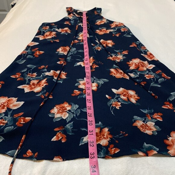Altard State Dress Mini Womens Small Floral Print Halter Navy Lace Up Spring - Picture 11 of 13
